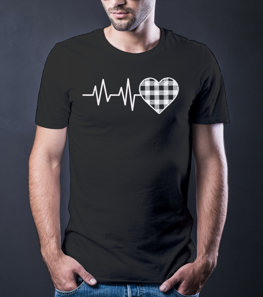 Heartbeat Buffalo Plaid Heart Val T-Shirt