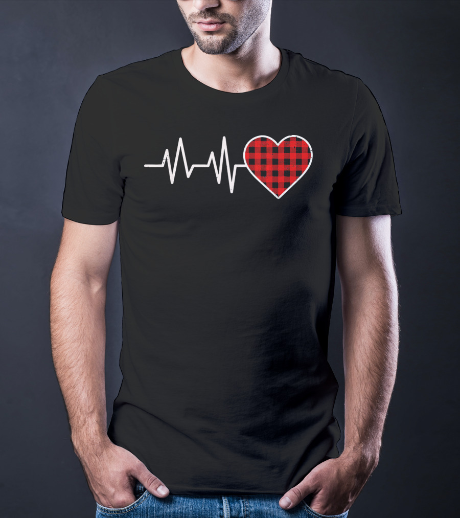 Heartbeat Red Buffalo Plaid Heartbeat T-Shirt