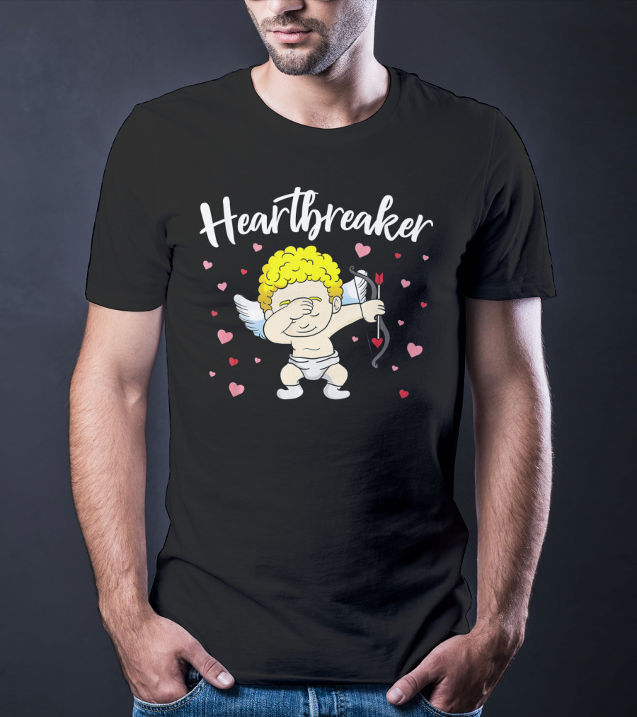 Heartbreaker Cupid Dab With Hearts And Bow T-Shirt