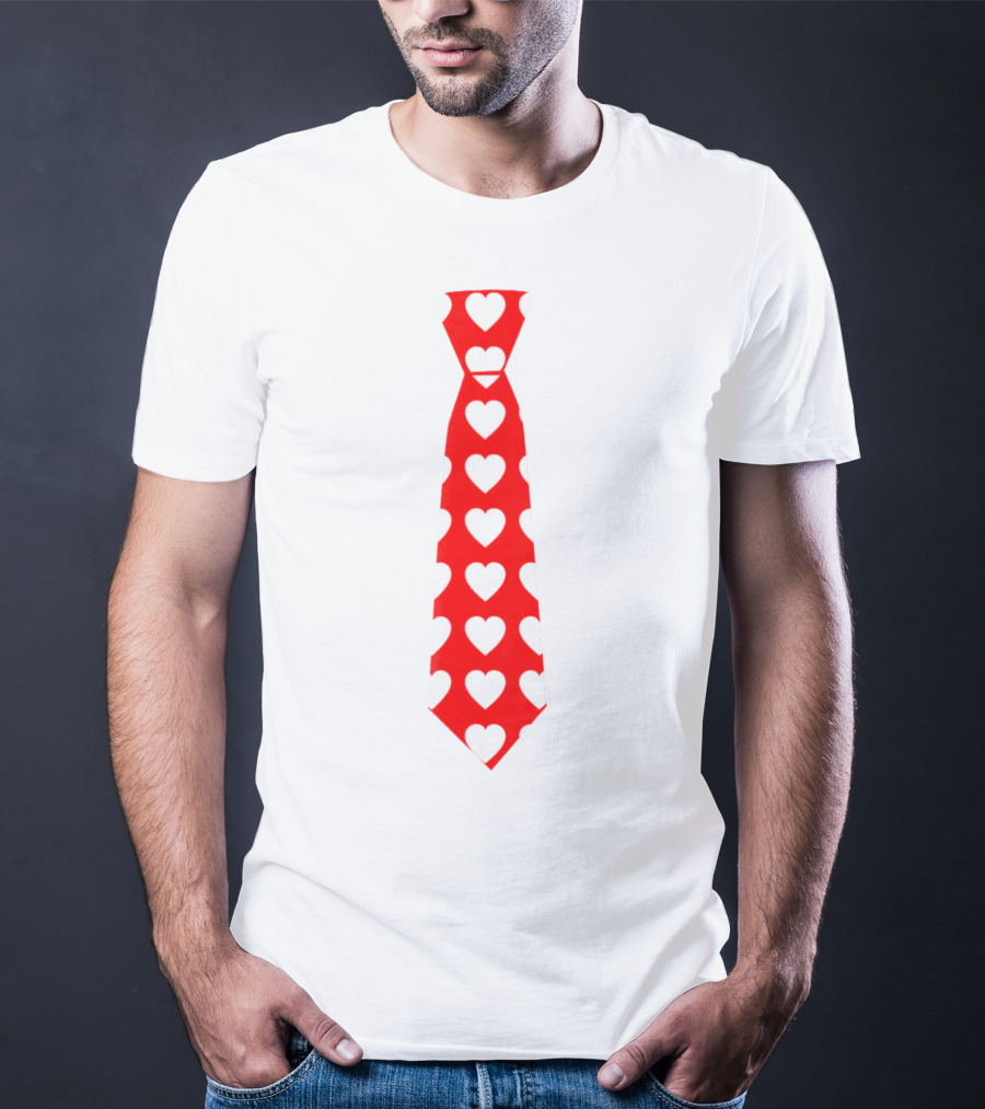 Hearts Pattern Necktie Valentine Love T-Shirt