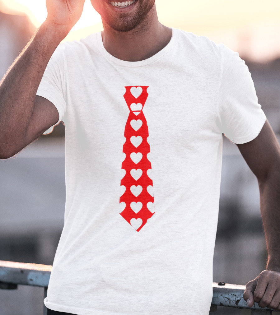 Hearts Pattern Necktie Valentine Love T-Shirt