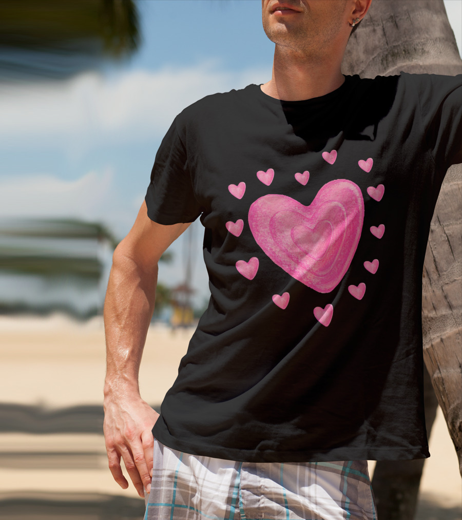 Hearts Valentines Kids School Pink Heart T-Shirt