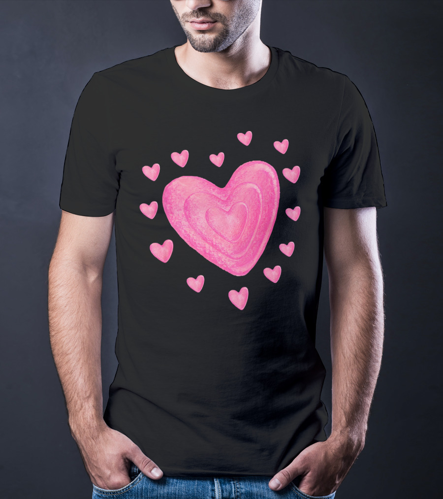 Hearts Valentines Kids School Pink Heart T-Shirt