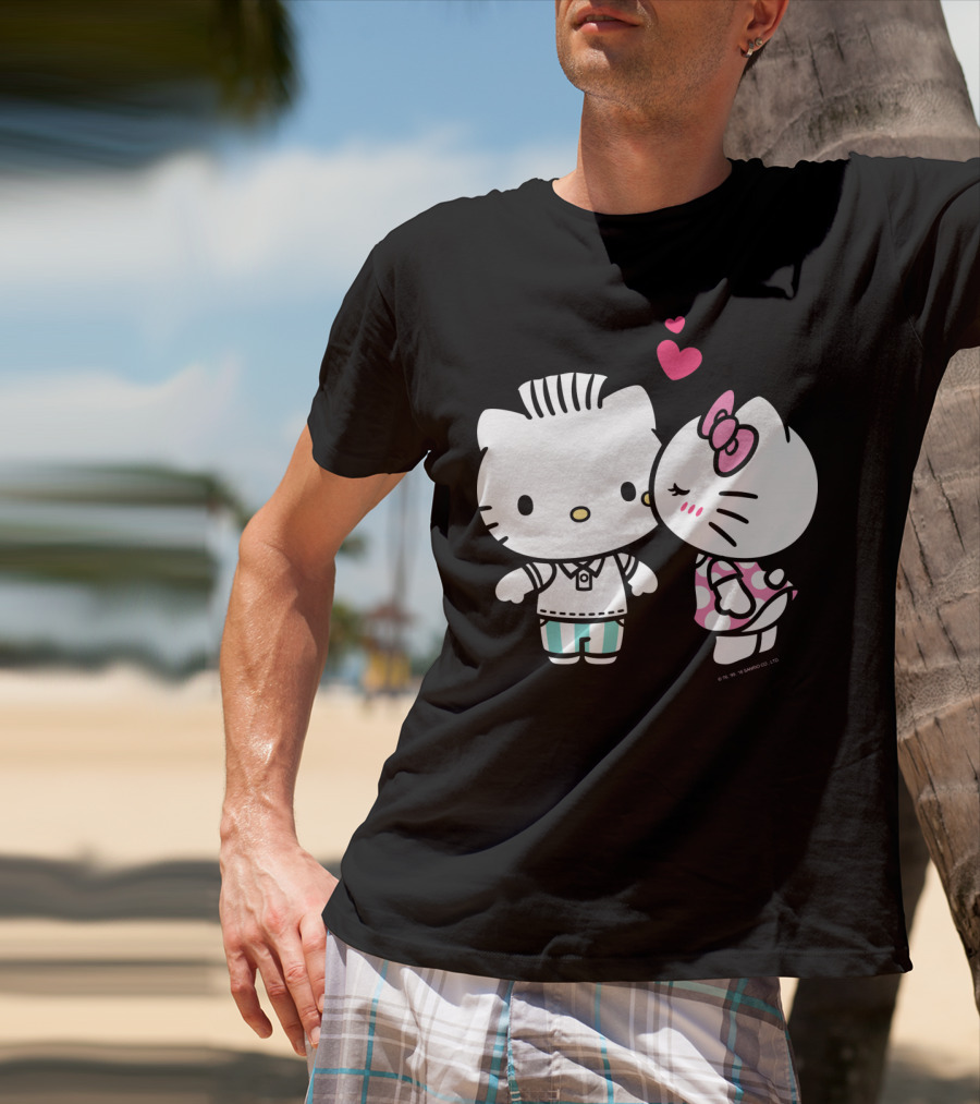 Hello Kitty And Dear Daniel With Hearts And Kiss For Valentine's Day T-Shirt