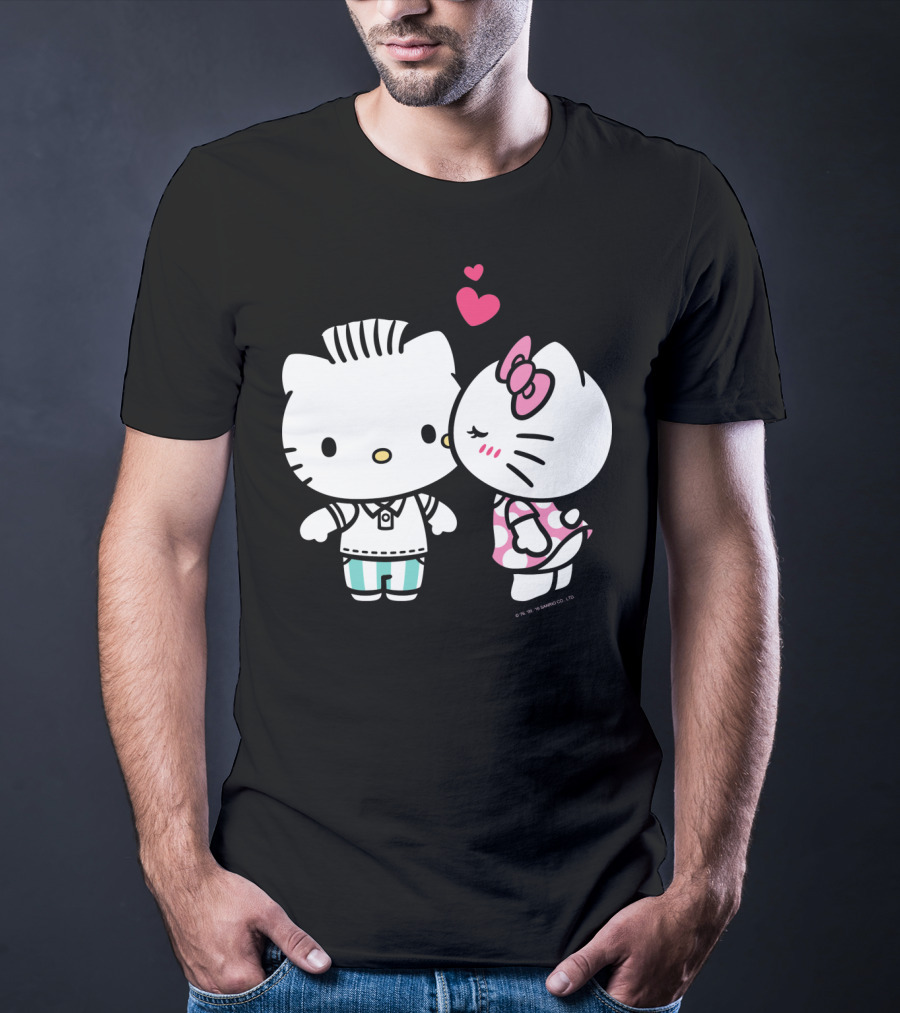 Hello Kitty And Dear Daniel With Hearts And Kiss For Valentine's Day T-Shirt