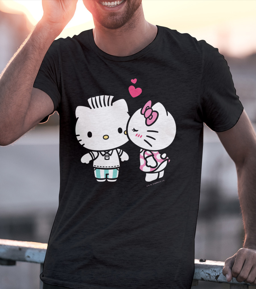 Hello Kitty And Dear Daniel With Hearts And Kiss For Valentine's Day T-Shirt