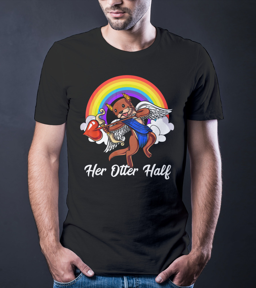 Her Otter Half Cupid Rainbow Valentine's Match T-Shirt