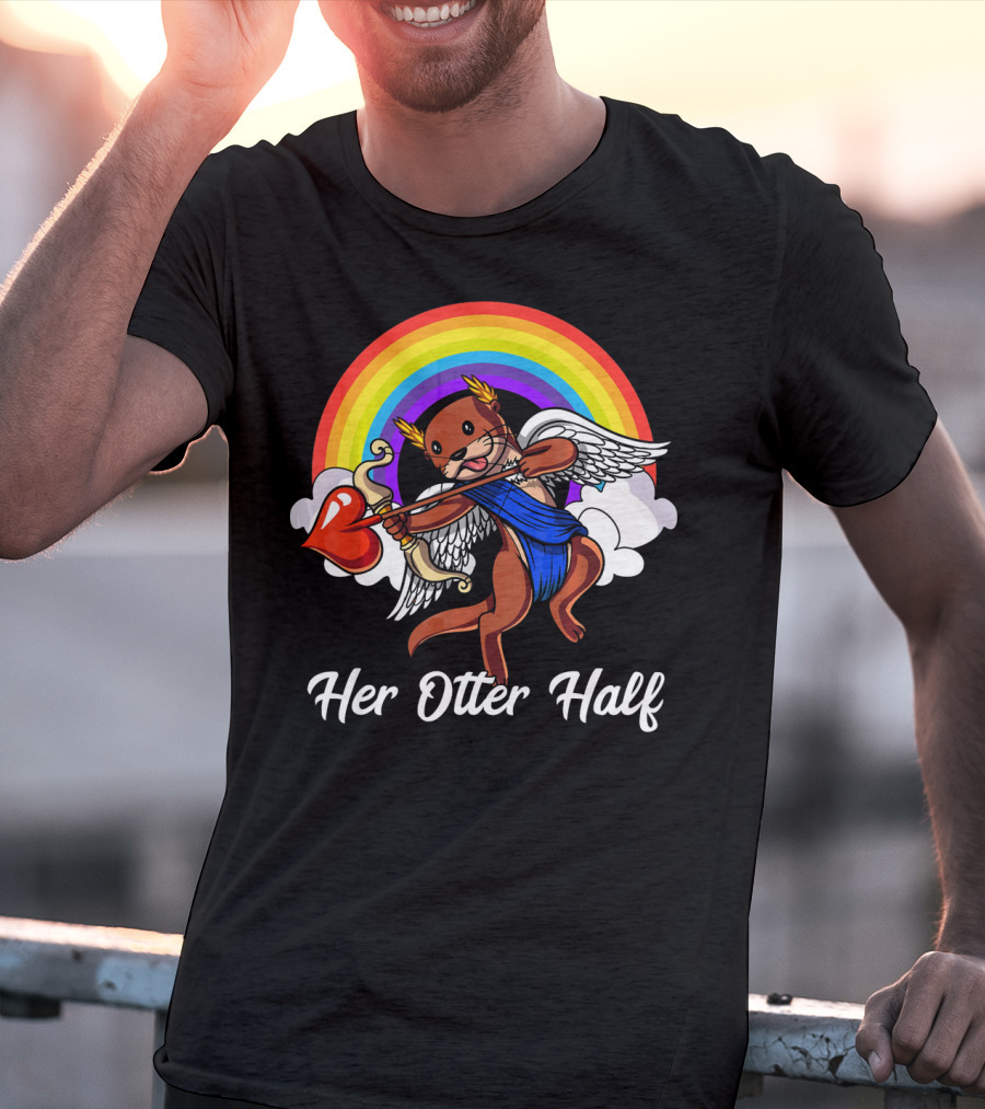 Her Otter Half Cupid Rainbow Valentine's Match T-Shirt