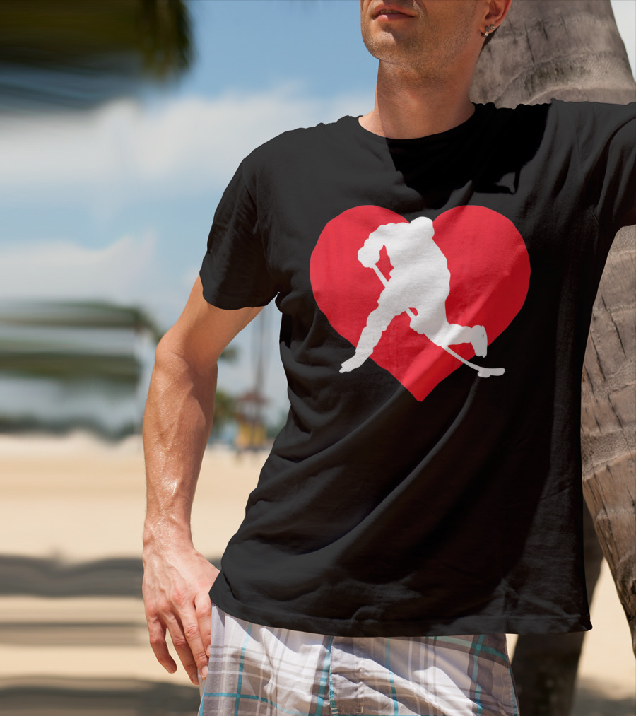 Valentine's Day Hockey Lover Heart T-Shirt
