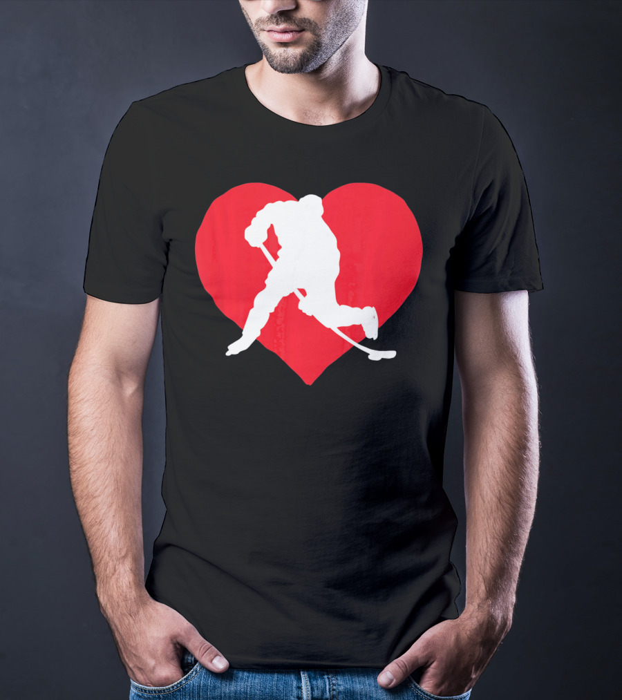 Valentine's Day Hockey Lover Heart T-Shirt