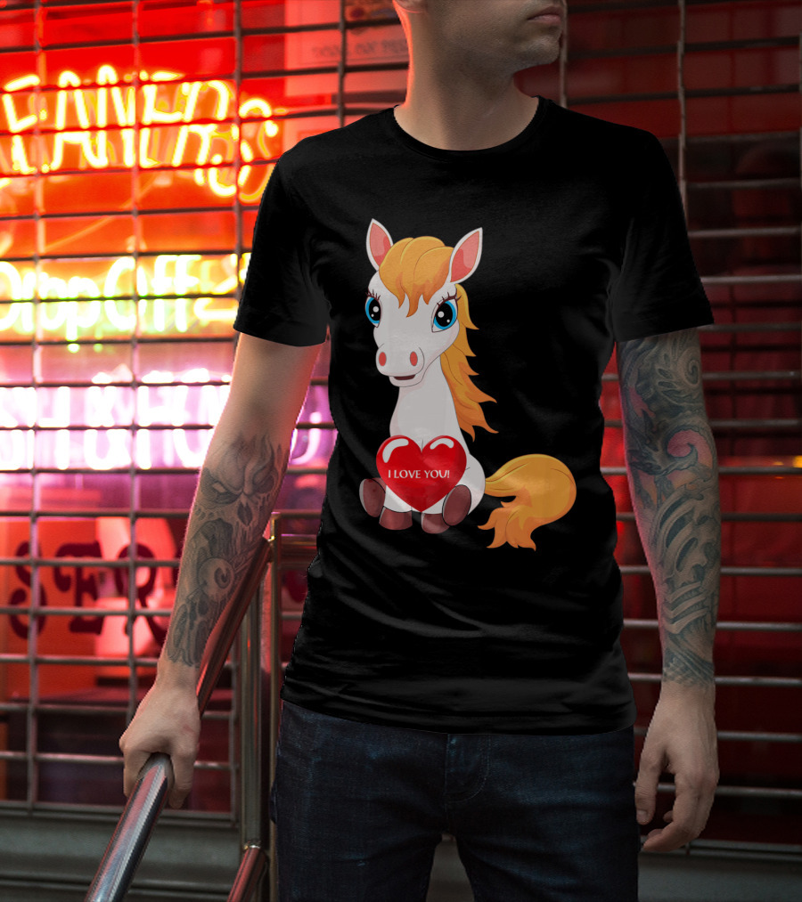 Horse With Heart Saying I Love You Valentine T-Shirt