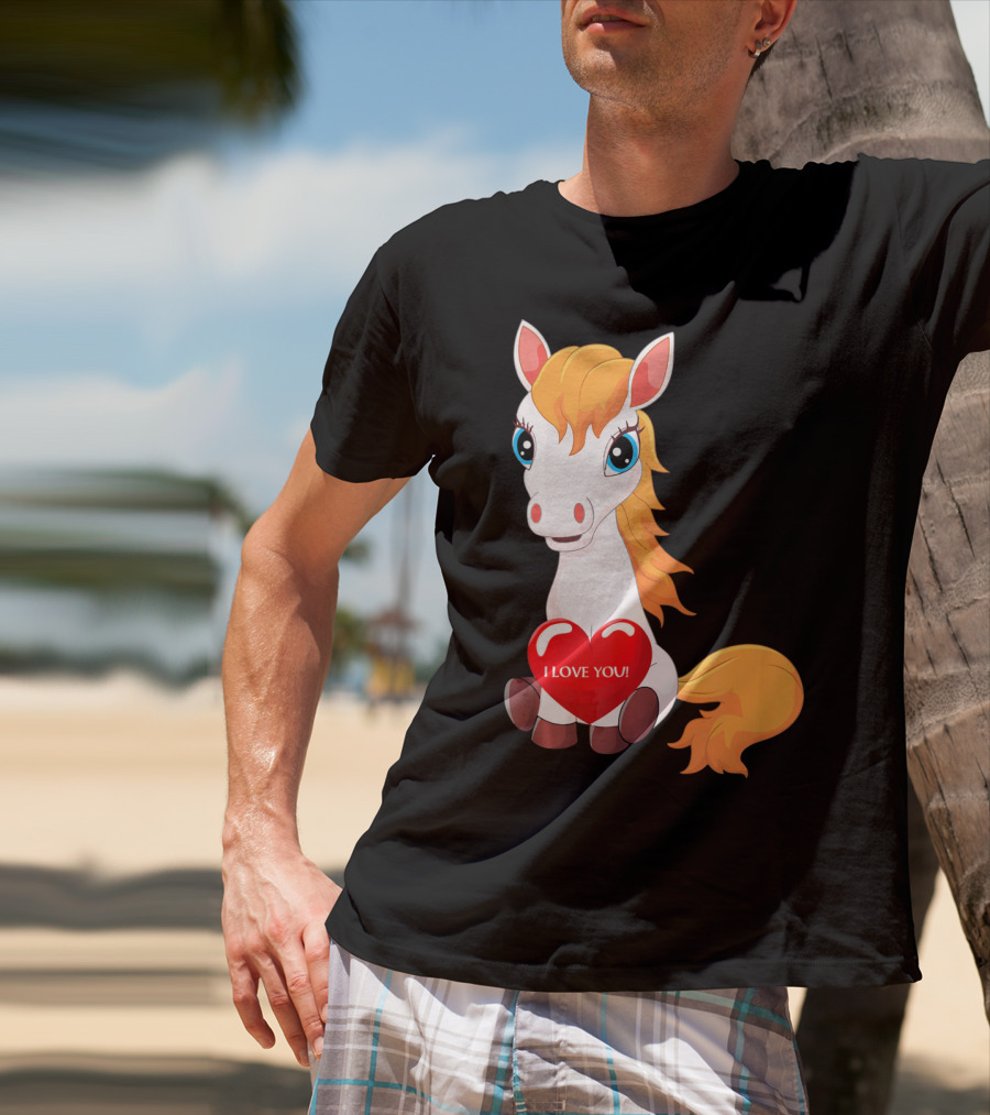 Horse With Heart Saying I Love You Valentine T-Shirt