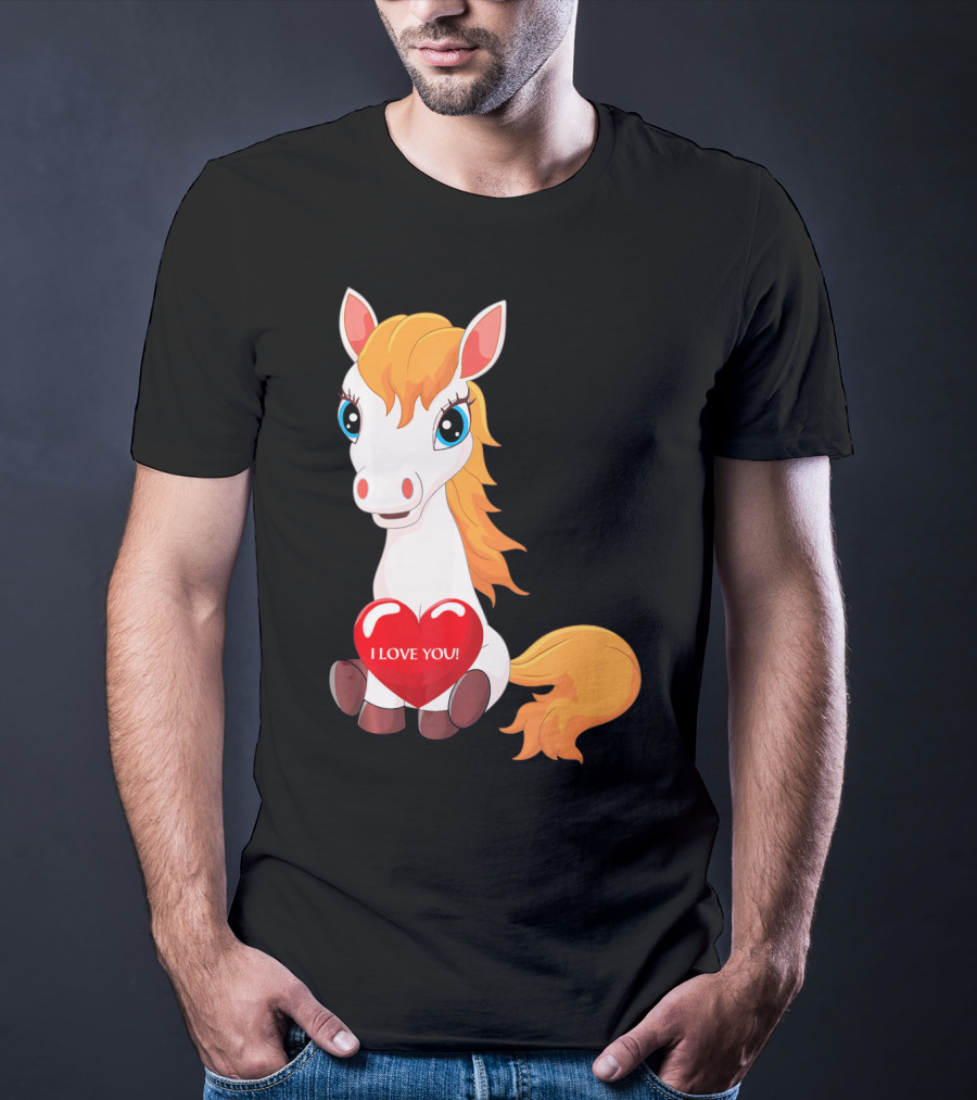 Horse With Heart Saying I Love You Valentine T-Shirt