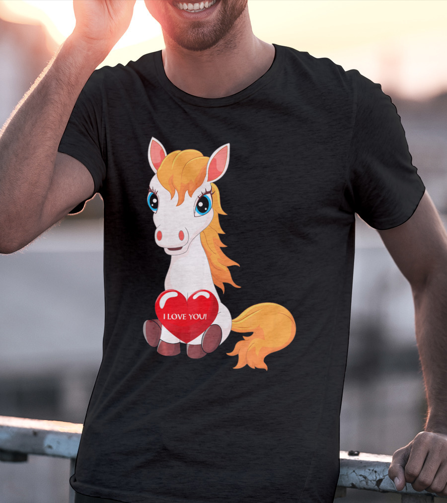 Horse With Heart Saying I Love You Valentine T-Shirt