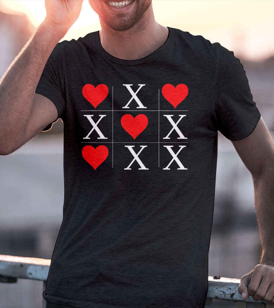 Hugs And Kisses Tic Tac Toe Valentine's X And Heart Grid T-Shirt