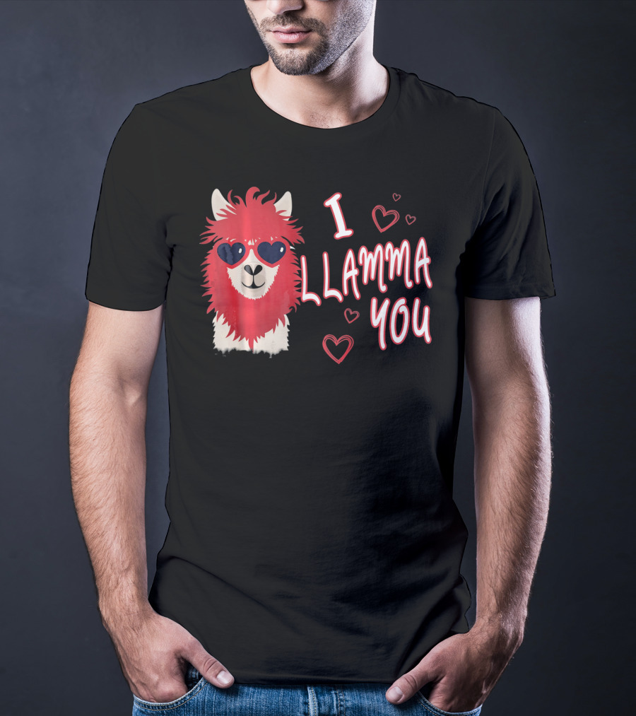 I Llamma You Heart Sunglasses Red Llama T-Shirt