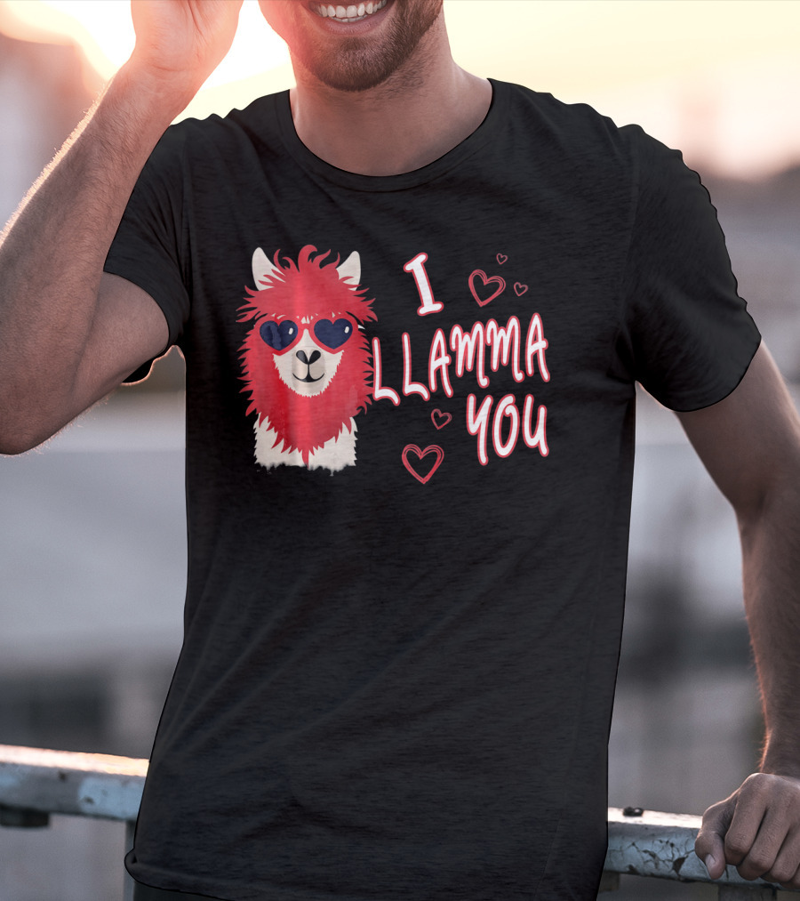 I Llamma You Heart Sunglasses Red Llama T-Shirt
