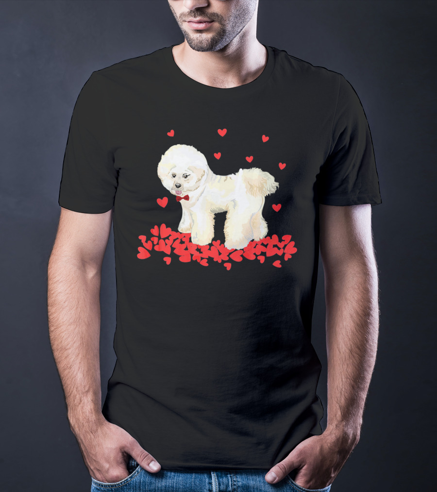 I Love My Bichon Frise Surrounded By Red Hearts Valentine's Day T-Shirt