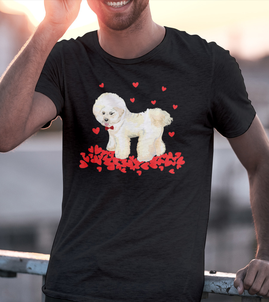 I Love My Bichon Frise Surrounded By Red Hearts Valentine's Day T-Shirt