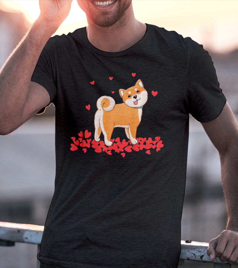 I Love My Shiba Inu Surrounded By Valentine Hearts T-Shirt