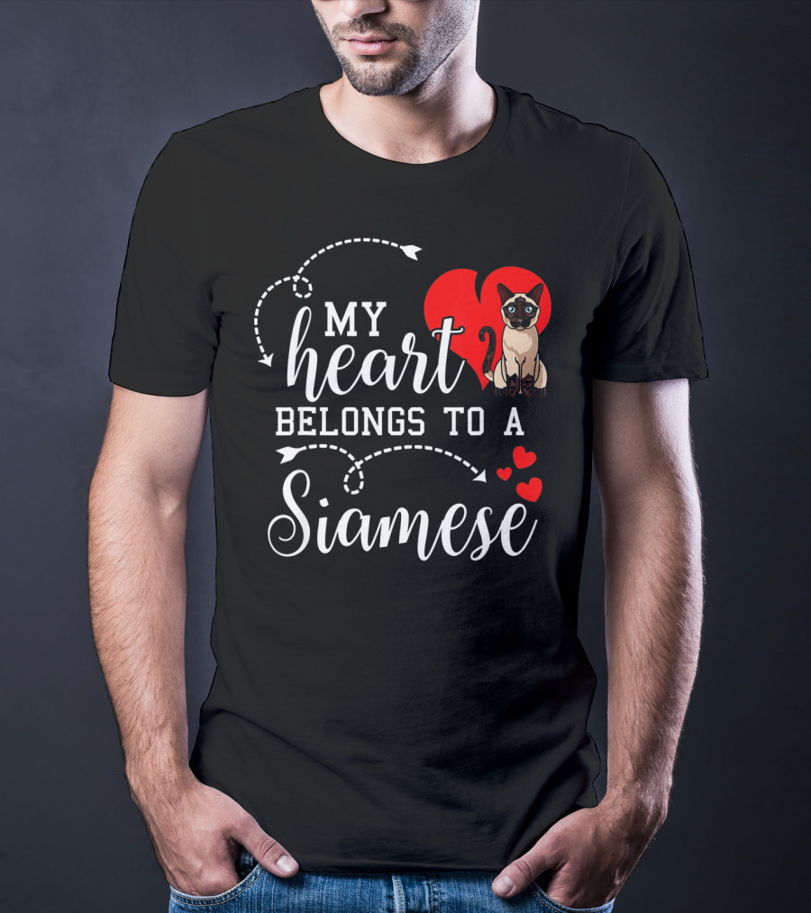 My Heart Belongs To A Siamese Cat Lover Mom With Cute Funny T-Shirt