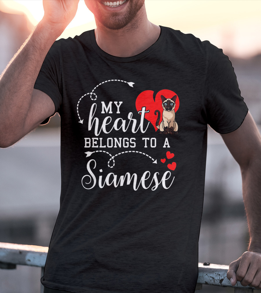 My Heart Belongs To A Siamese Cat Lover Mom With Cute Funny T-Shirt