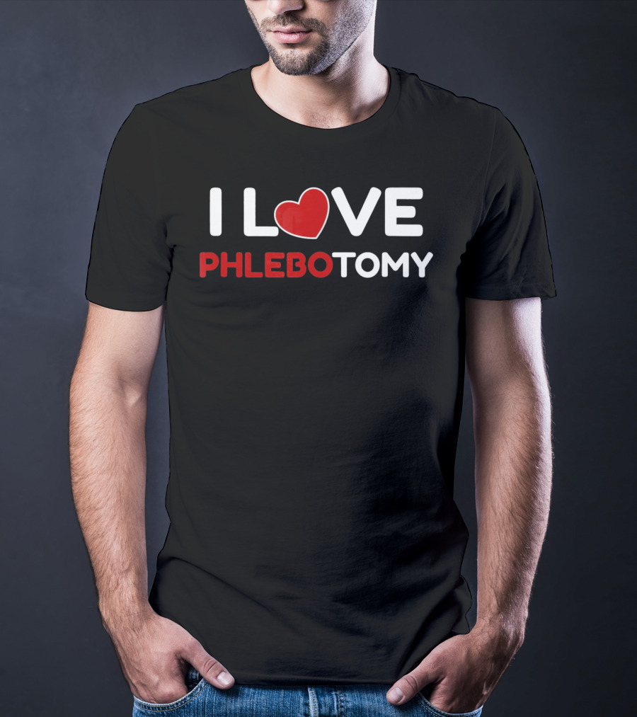I Love Phlebotomy Red Heart Phlebotomy T-Shirt