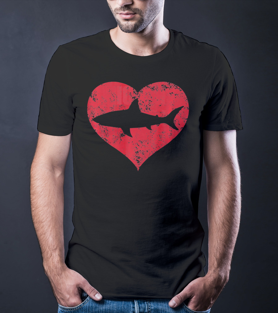 I Love Sharks Cute Shark Heart T-Shirt