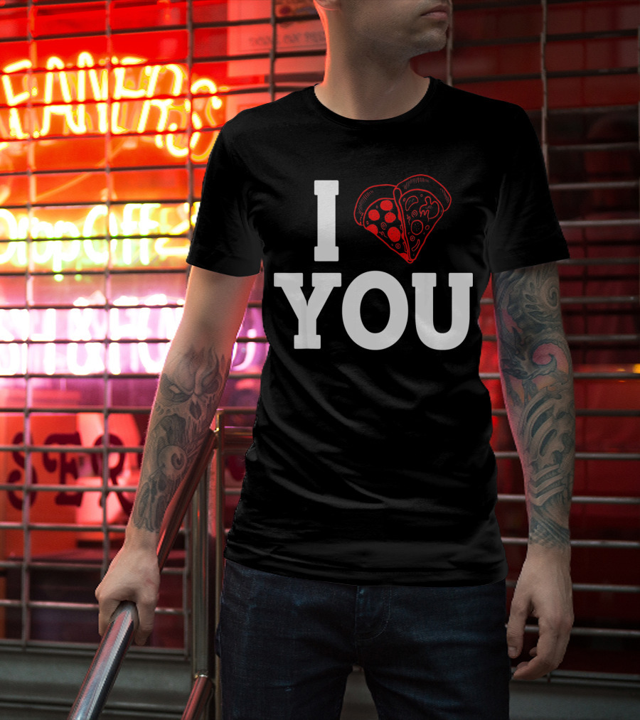 I Love You Pizza Lovers Valentines Day Heart-Shaped Pizza Slices T-Shirt