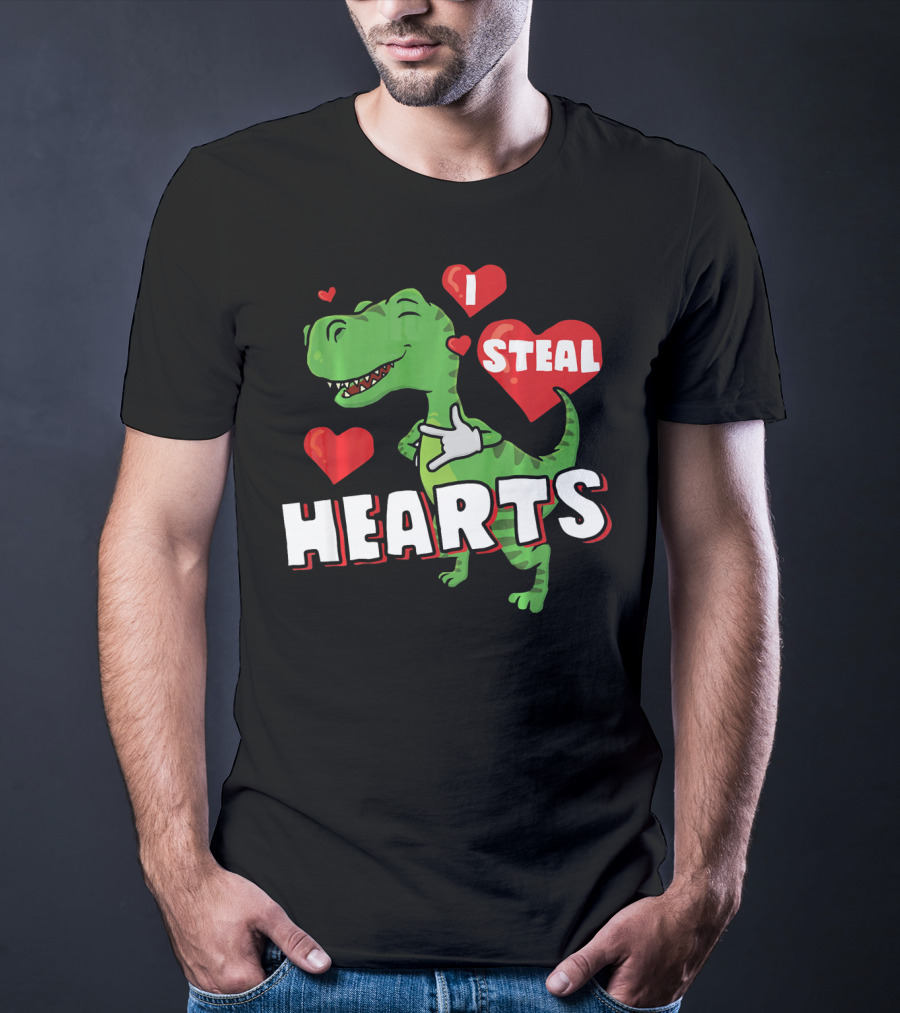 I Steal Hearts Dinosaur Valentine's Day T-Shirt