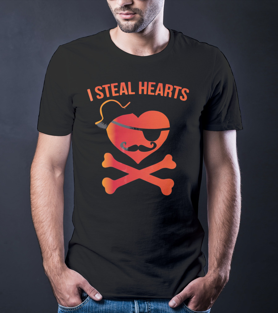 I Steal Hearts Pirate Valentine T-Shirt