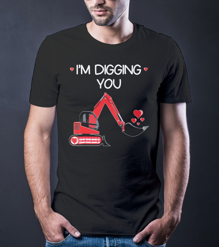 I'm Digging You Valentine Kids Tractor With Hearts T-Shirt