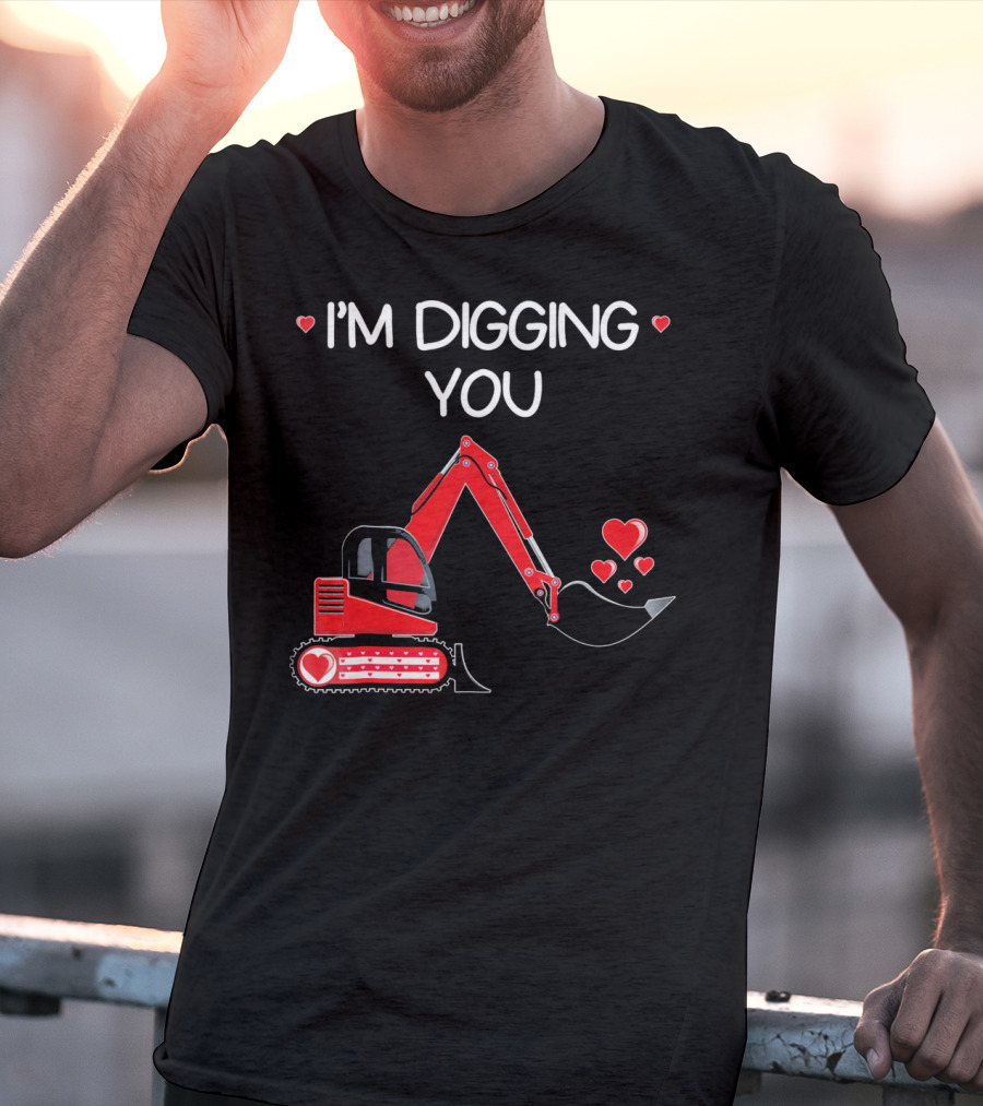 I'm Digging You Valentine Kids Tractor With Hearts T-Shirt