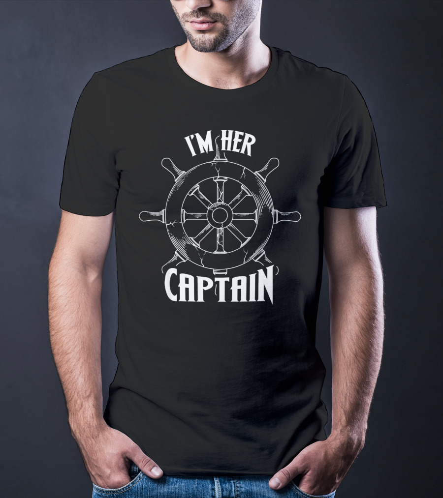 I'm Her Captain Cool Men Love Valen Ship Wheel Steering Nautical T-Shirt
