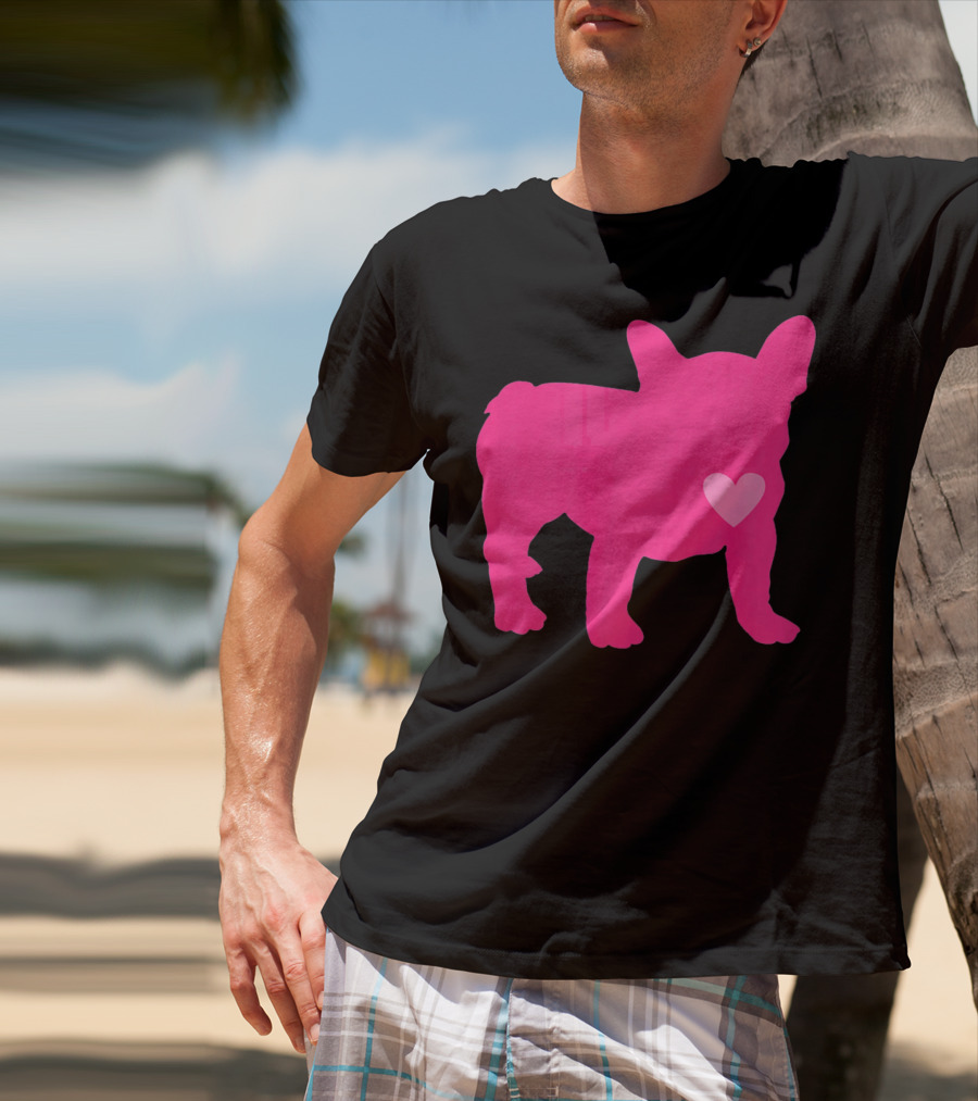Ition Frenchie Pink Heart Valentine T-Shirt