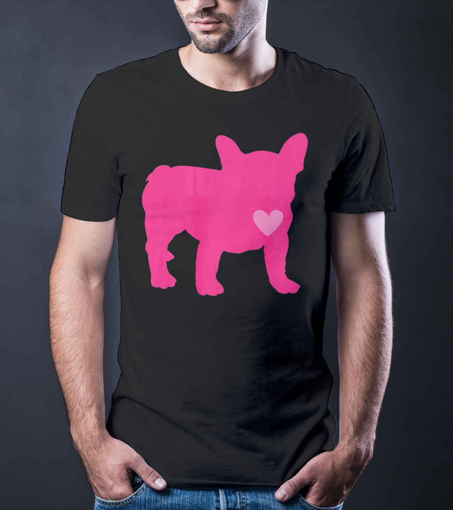 Ition Frenchie Pink Heart Valentine T-Shirt