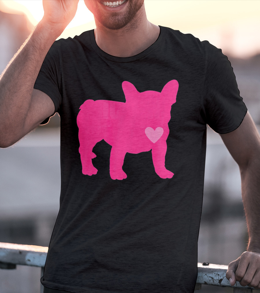 Ition Frenchie Pink Heart Valentine T-Shirt