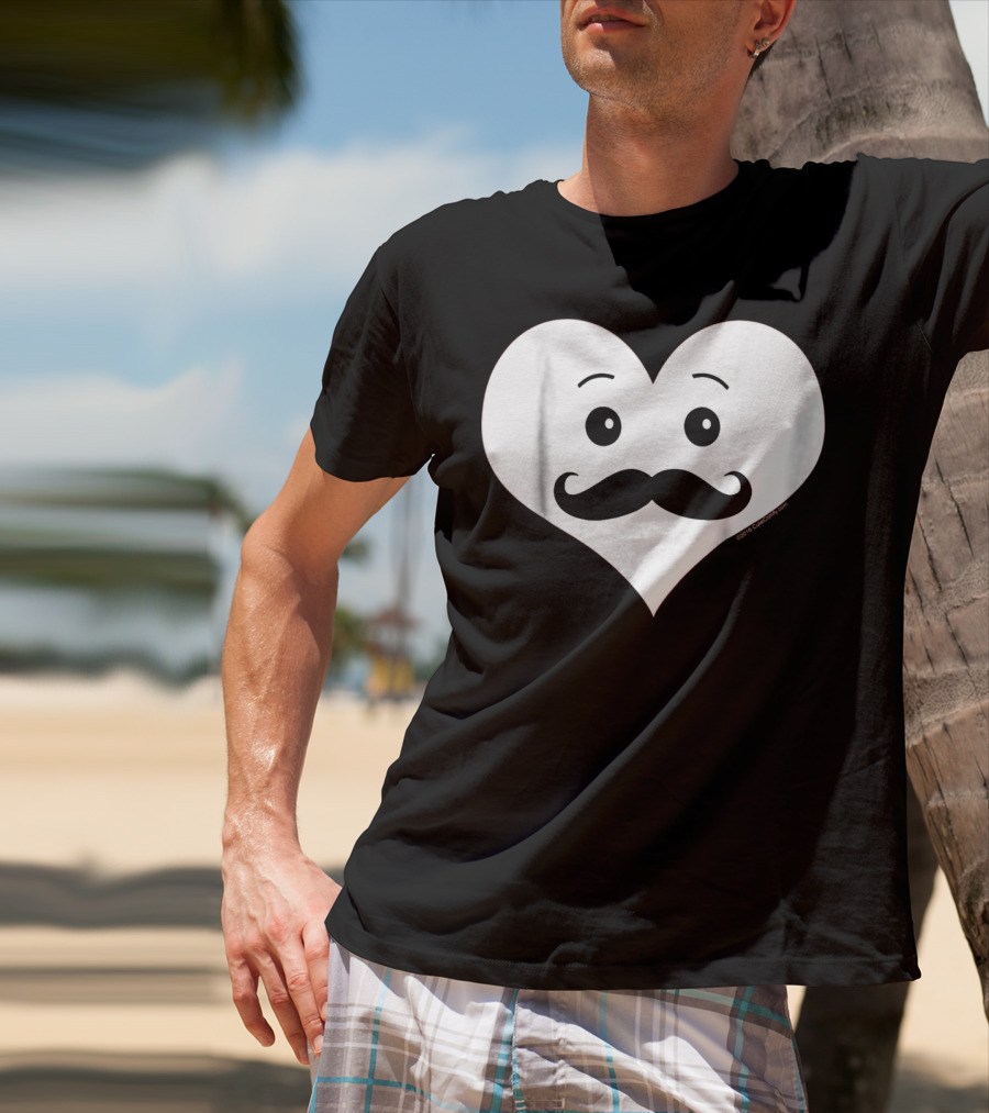 Kids Cute Smiley Heart Mustache Valentine T-Shirt