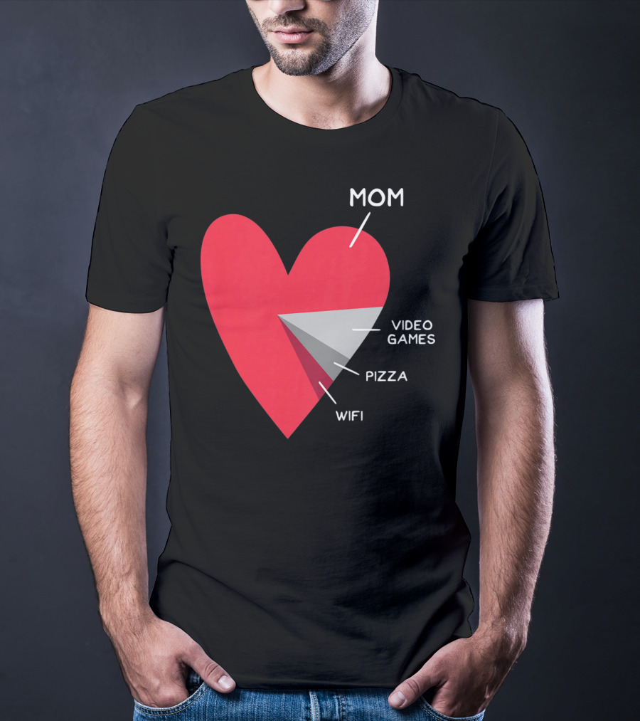 Mom Heart Video Games Pizza Wifi Pie Chart T-Shirt