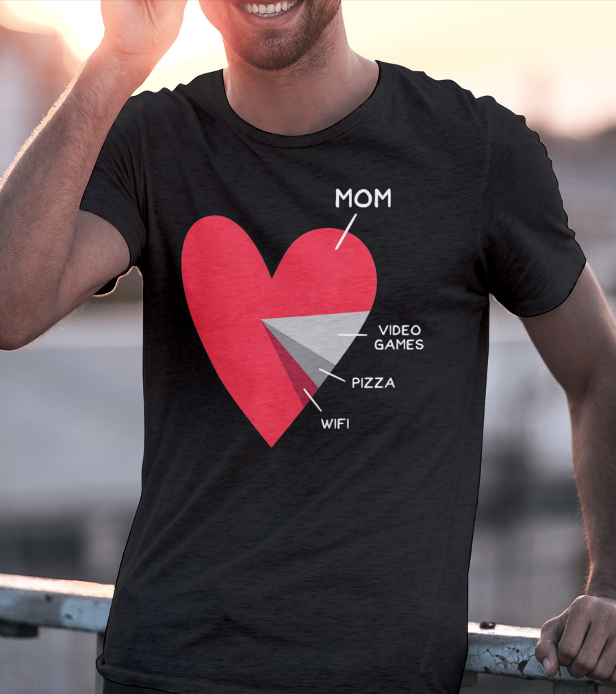Mom Heart Video Games Pizza Wifi Pie Chart T-Shirt