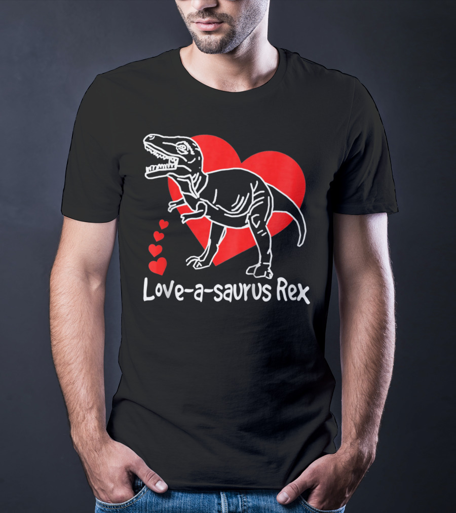 Love-a-saurus Rex Dinosaur With Red Hearts T-Shirt