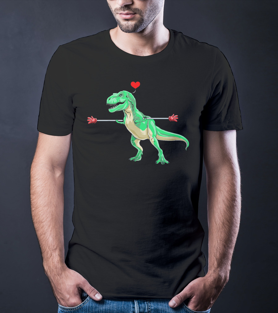 Kids Valentines Day Dinosaur Heart Arms Love T-Shirt