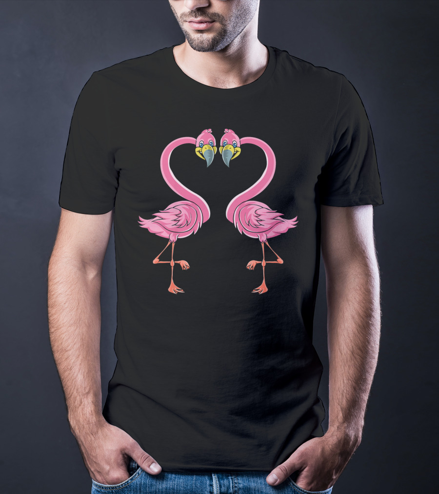Kids Valentines Day Flamingo Heart T-Shirt