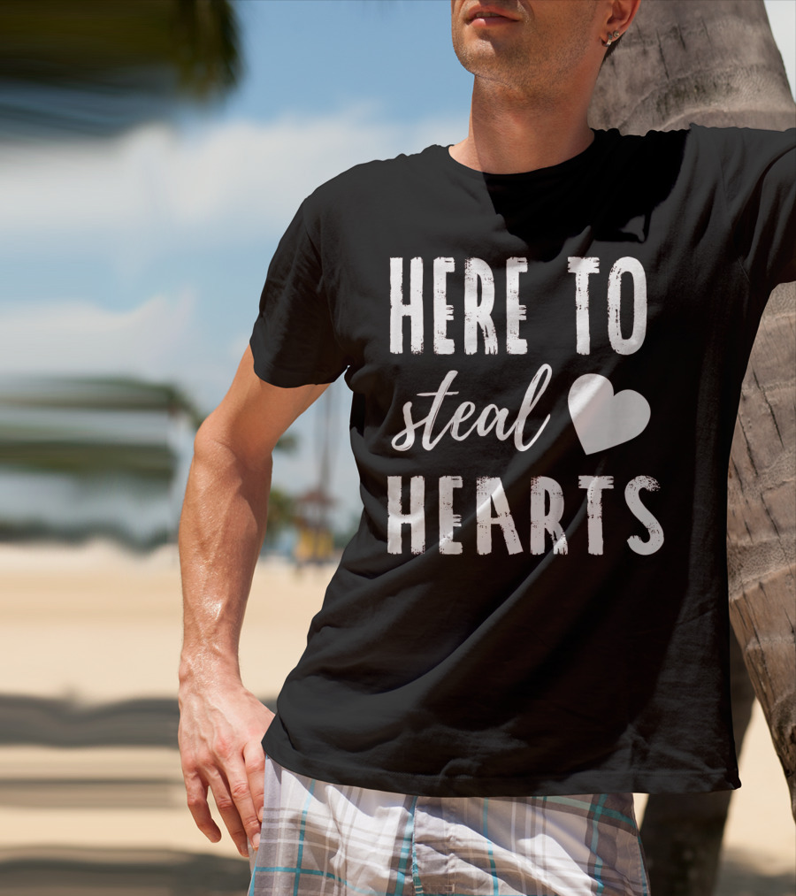 Here To Steal Hearts Kids Valentines Day T-Shirt