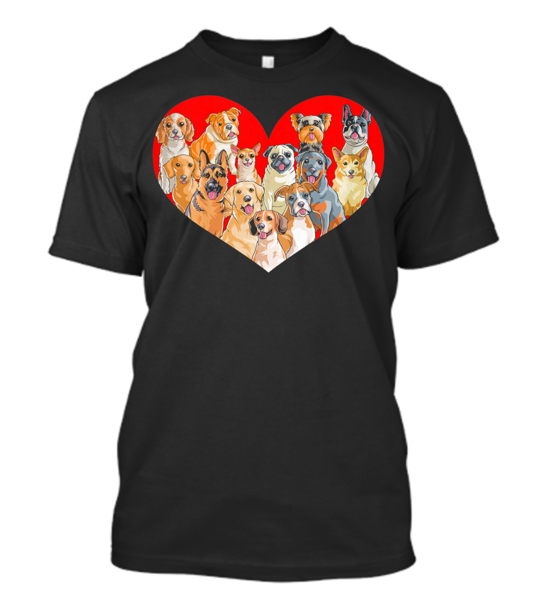 Kids Valentines Day Heart Pug Yorkie Corgi Dogs T-Shirt