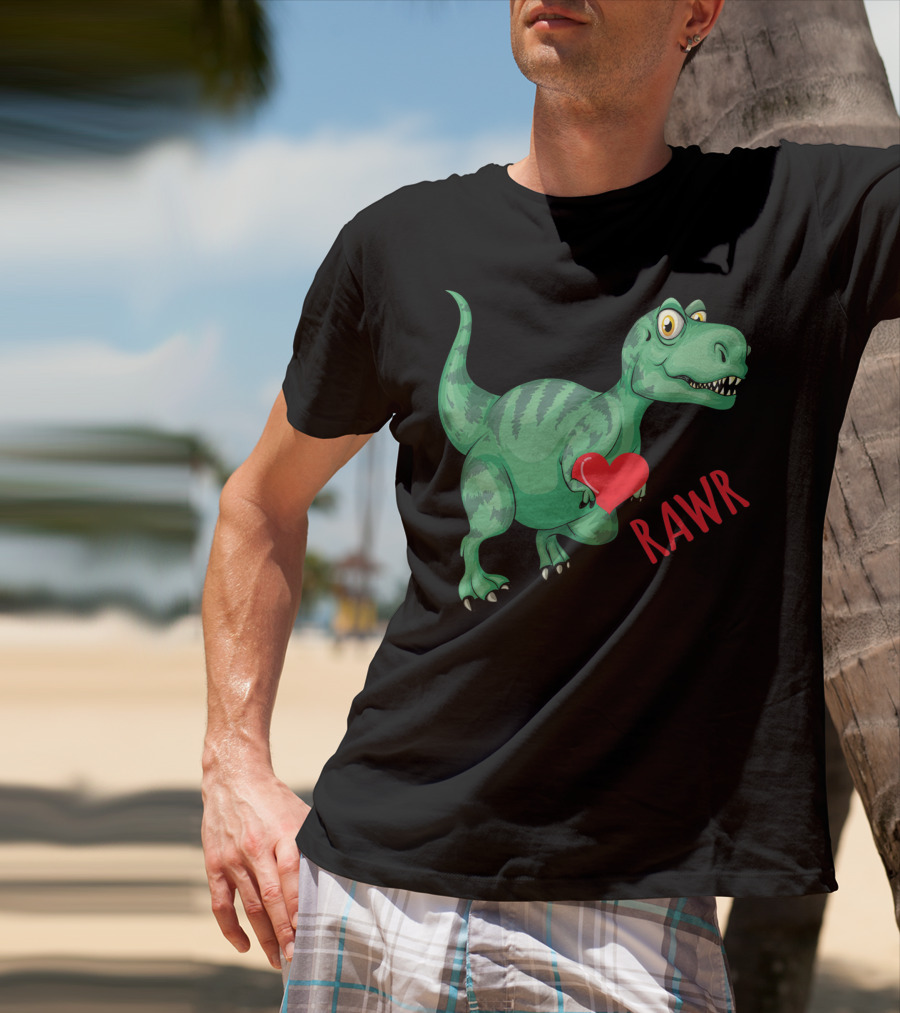 Kids Valentines Day Toddler Dinosaur Holding Heart Rawr T-Shirt