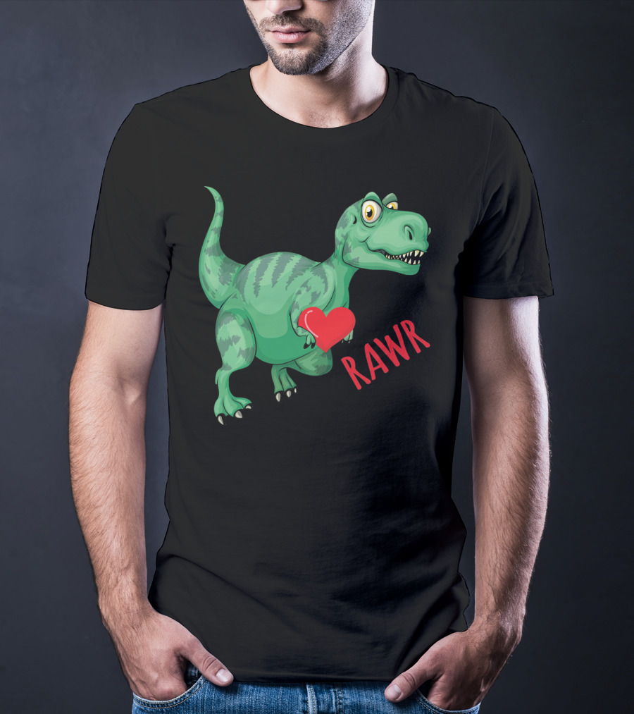 Kids Valentines Day Toddler Dinosaur Holding Heart Rawr T-Shirt