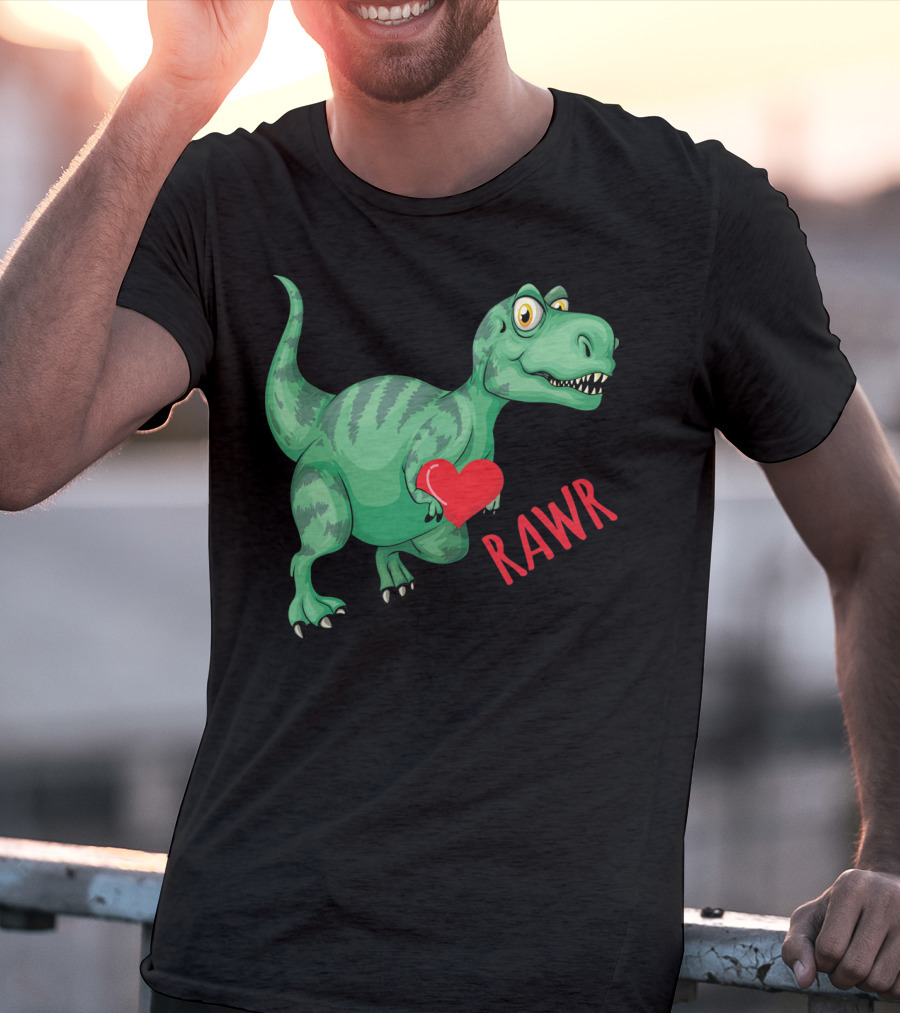Kids Valentines Day Toddler Dinosaur Holding Heart Rawr T-Shirt