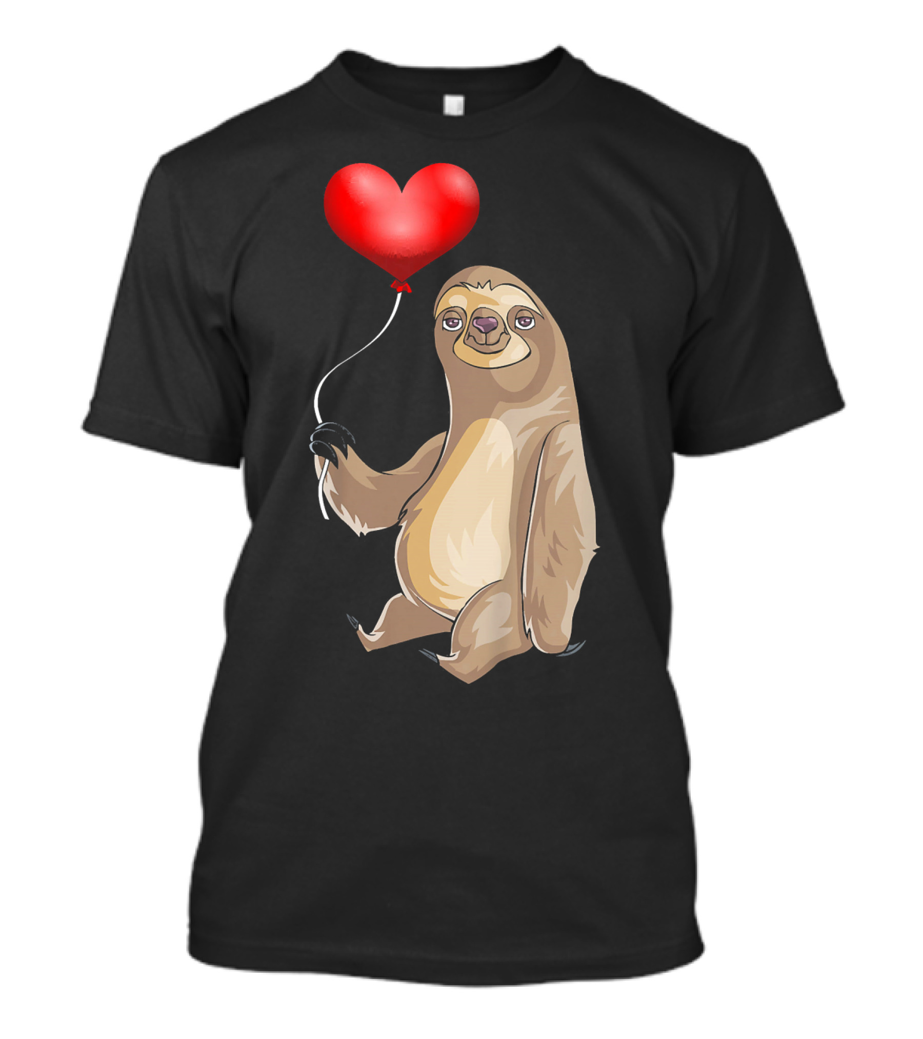 Kids Valentines Day Sloth Holding Heart Balloon T-Shirt