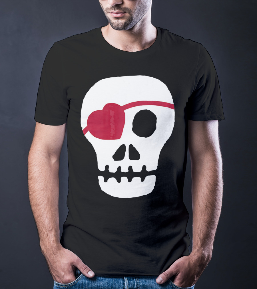 Kids Valentines Day Skull With Heart Eyepatch T-Shirt